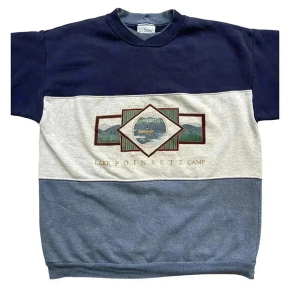 Vintage 80s 90s Limited Edition Lake Poinsett Camp SD Colorblock Crewneck XL - Picture 3 of 13